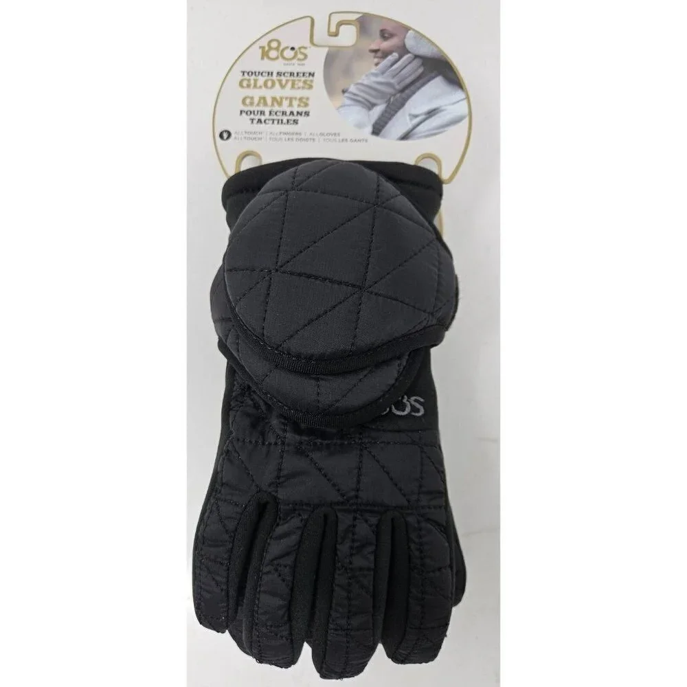 180's Ear Warmers & Touch Screen Glove Women Shetland Gift Set, Medium, Black